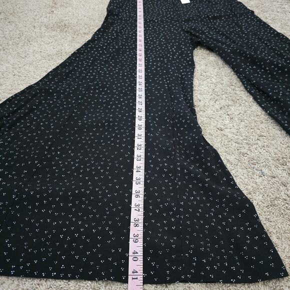 Anthropologie Skirted Wide-Leg Pants 12 Black Floral Flowy Boho Preppy Elegant - Picture 8 of 11